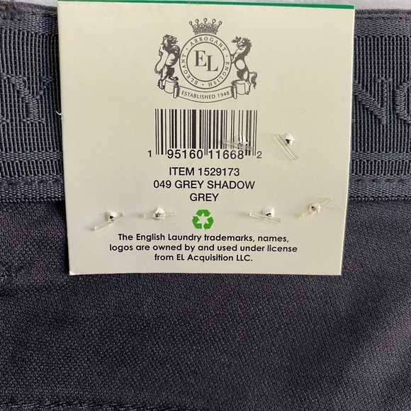 English Laundry 38x29 Men's Oaklum Pants, Stretch, Slimmer Straight Leg Gray NWT - Picture 8 of 15
